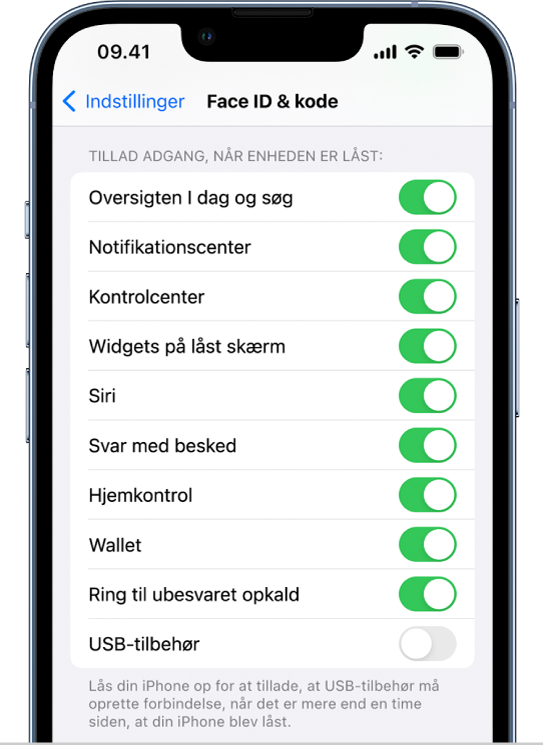 Indstil adgangen til oplysninger på låste på iPhone - Apple-support (DK)