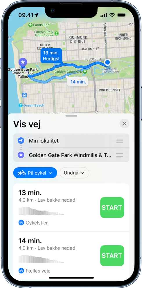vejvisning til cykel Kort på iPhone - Apple-support (DK)