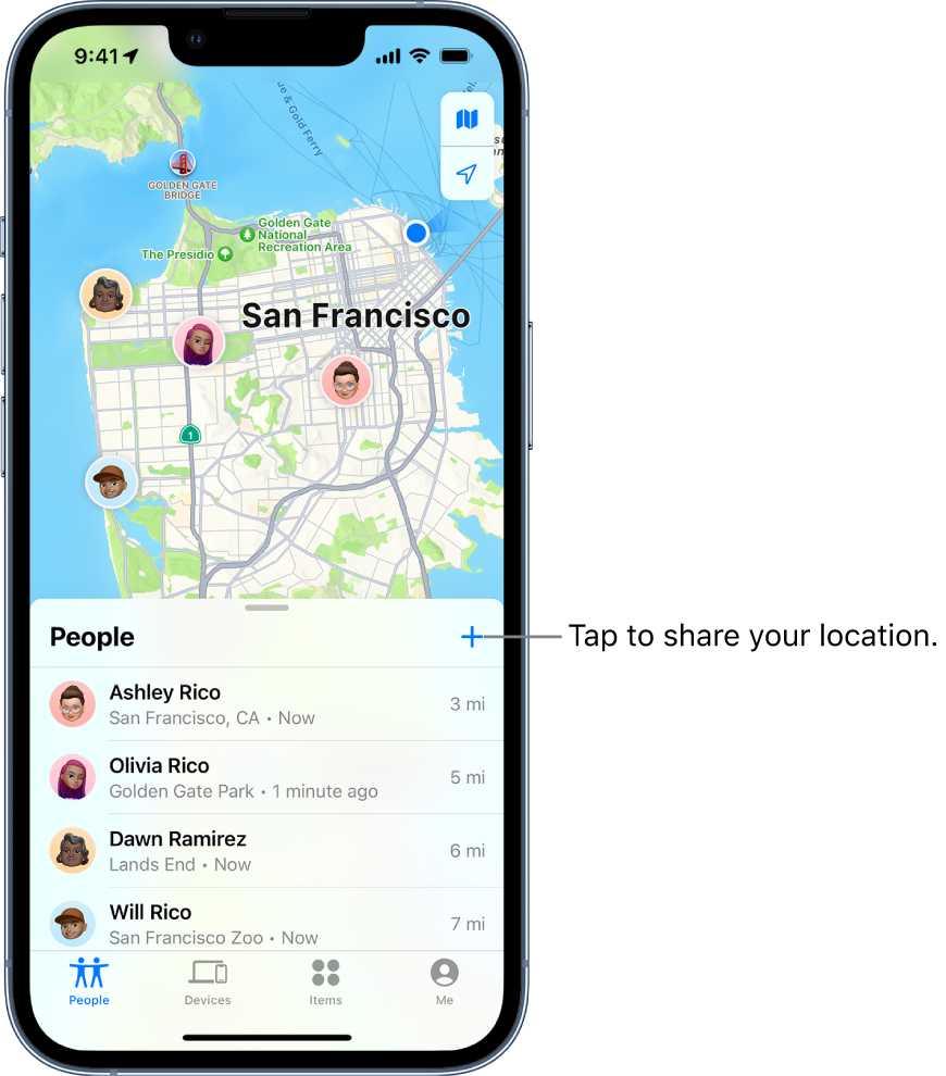 Can you share location on iPhone without service?