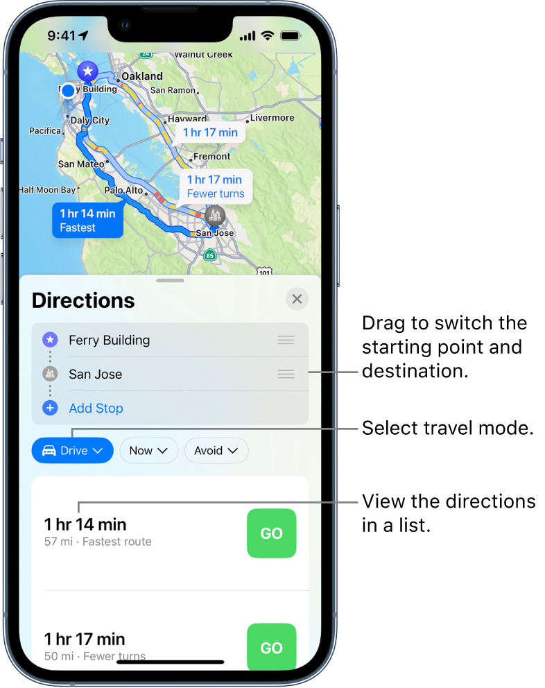 Select other route options in Maps on iPhone - Apple