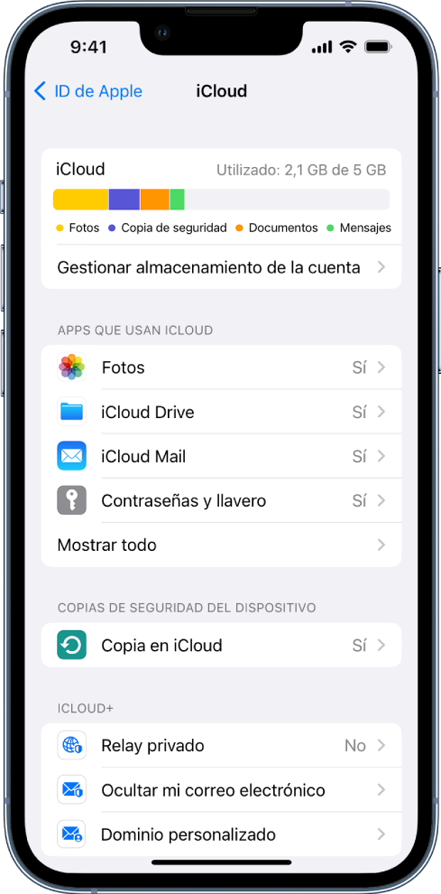 Empresario Discrepancia ex Usar iCloud en el iPhone - Soporte técnico de Apple (ES)