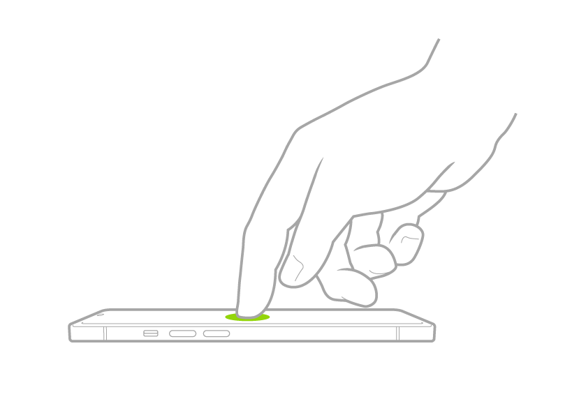 Sõrm puudutab iPhone’i äratamiseks ekraani.