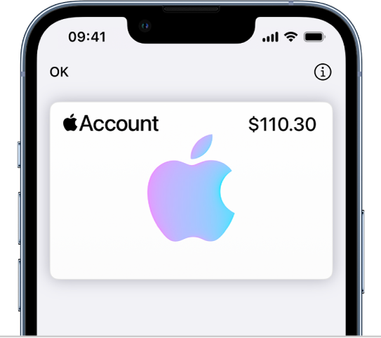 La carte du compte Apple dans Cartes affichant le solde du compte en haut à droite.