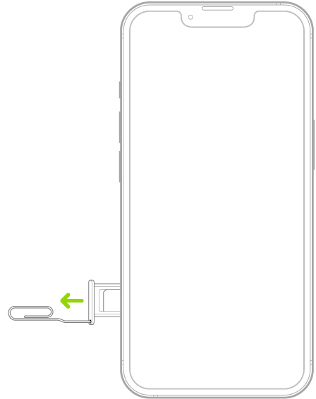 トレイを取り出して取り外すために、ペーパークリップまたはSIM取り出しツールがiPhoneの左側にあるトレイの小さい穴に差し込まれています。