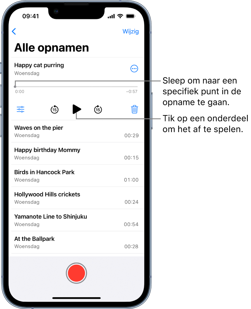 bladeren Automatisch uitstulping Een opname afspelen in Dictafoon op de iPhone - Apple Support (NL)