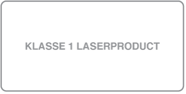 Een etiket met de tekst "Klasse 1 laserproduct".