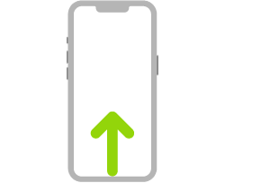 En illustrasjon av iPhone med en pil som viser sveip opp fra nederst på skjermen.