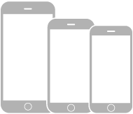 Tre iPhone-modeller med en Hjem-knapp.