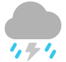 O pictogramă care simbolizează furtuni cu descărcări electrice.