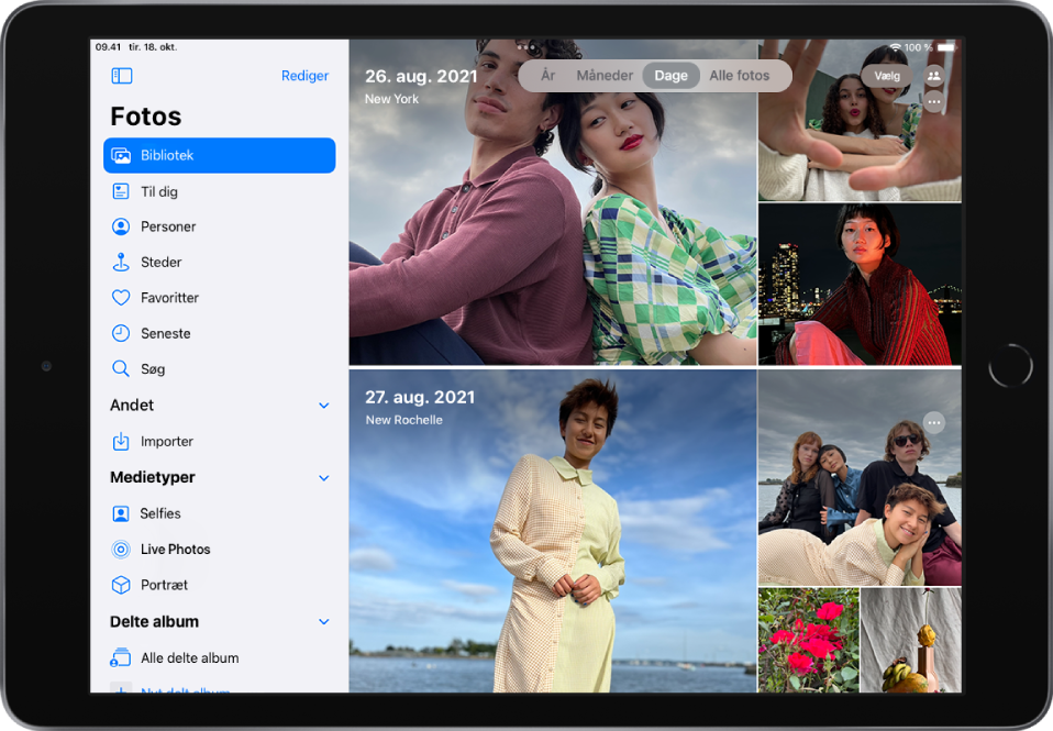 Se fotos og videoer appen Fotos på iPad - Apple-support (DK)