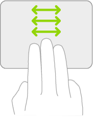 Eine Abbildung, die die Geste zum Wechseln zwischen geöffneten Apps auf einem Trackpad zeigt.