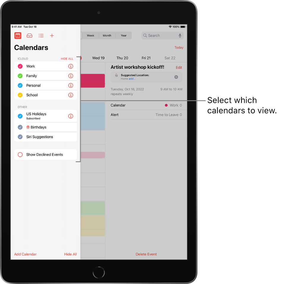 Set up multiple calendars on iPad Apple Support