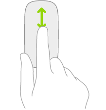 Un'illustrazione che rappresenta i gesti di scorrimento verso l'alto e verso il basso su un mouse.