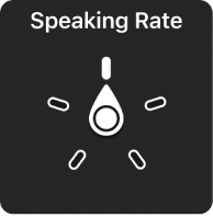 Rotorvadīkla, kuras rādītājs vērsts uz iestatījumu Speaking Rate.