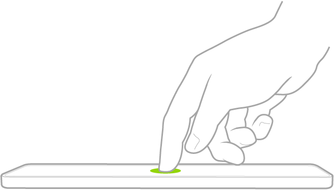 Pirksts, kas pieskaras ekrānam, lai ieslēgtu iPad ierīces ekrānu.