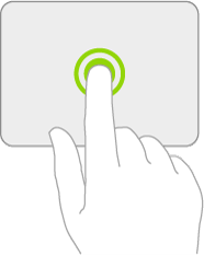 Ilustrasi yang melambangkan gerak isyarat sentuh dan tahan pada trackpad.