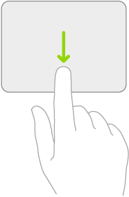 Ilustrasi yang melambangkan gerak isyarat pada trackpad untuk membuka Dock.