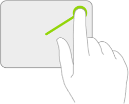Ilustracja przedstawiająca wykonywany na gładziku gest otwierania centrum sterowania.