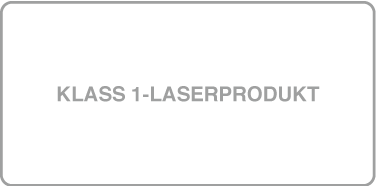 En etikett med texten ”Klass 1-laserprodukt”.