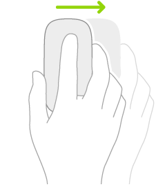Slide Over’ı görüntülemek için farenin nasıl kullanıldığını temsil eden bir resim.