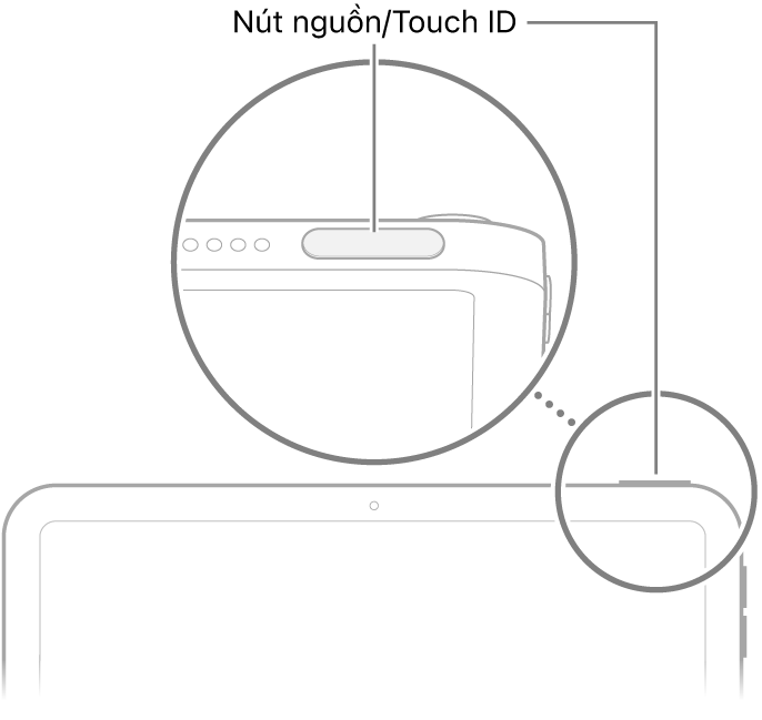 Nút nguồn (Touch ID) ở cạnh trên của iPad.