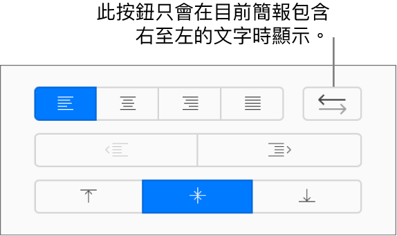 「格式」側邊欄中的「文字方向」按鈕。