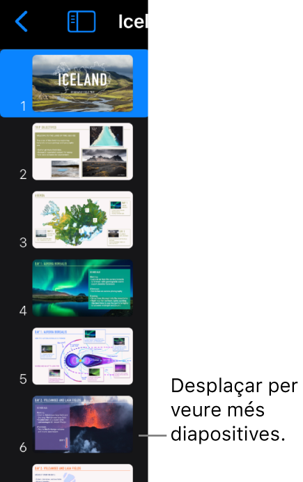 Navegador de diapositives.