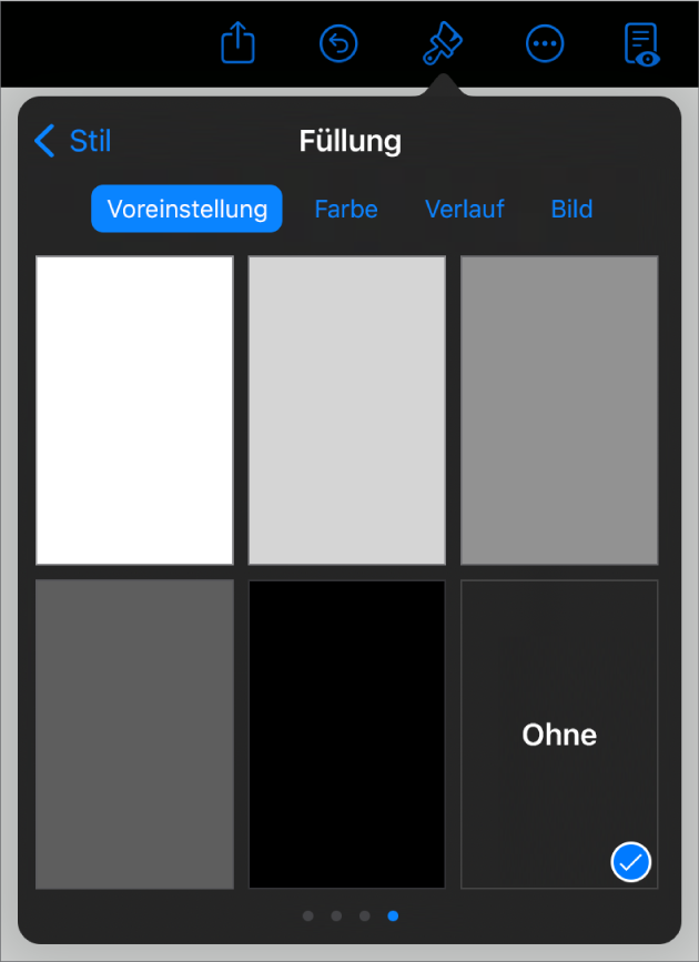 Die Steuerelemente „Füllen“ mit dem ausgewählten Element „Ohne“