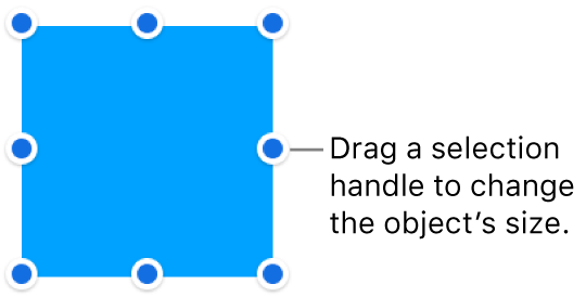 An object with blue dots on its border for changing the object’s size.