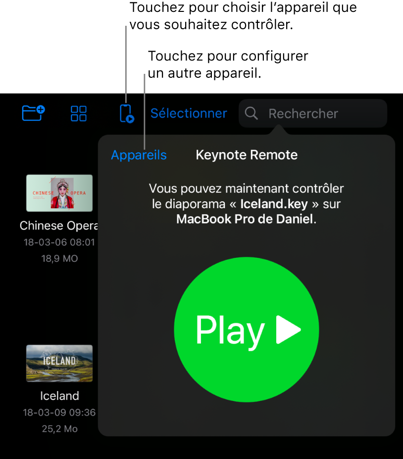 La fenêtre contextuelle Gérer les appareils affichant le lien Ajouter un appareil.