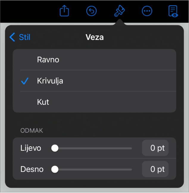 Kontrole Povezivanja s odabranom Krivuljom.