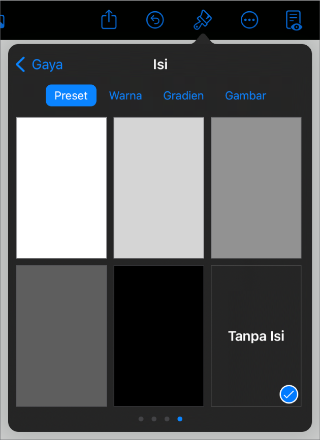 Kontrol Isi dengan Tanpa Isi dipilih.
