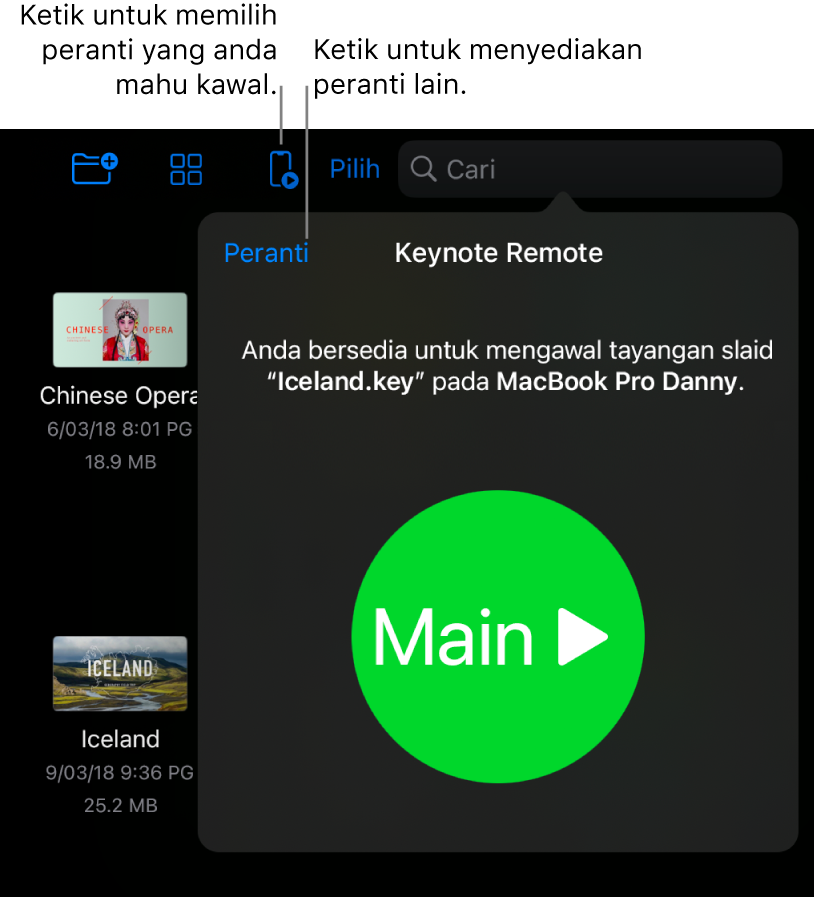 Menu timbul Uruskan Peranti menunjukkan pautan Tambah Peranti.