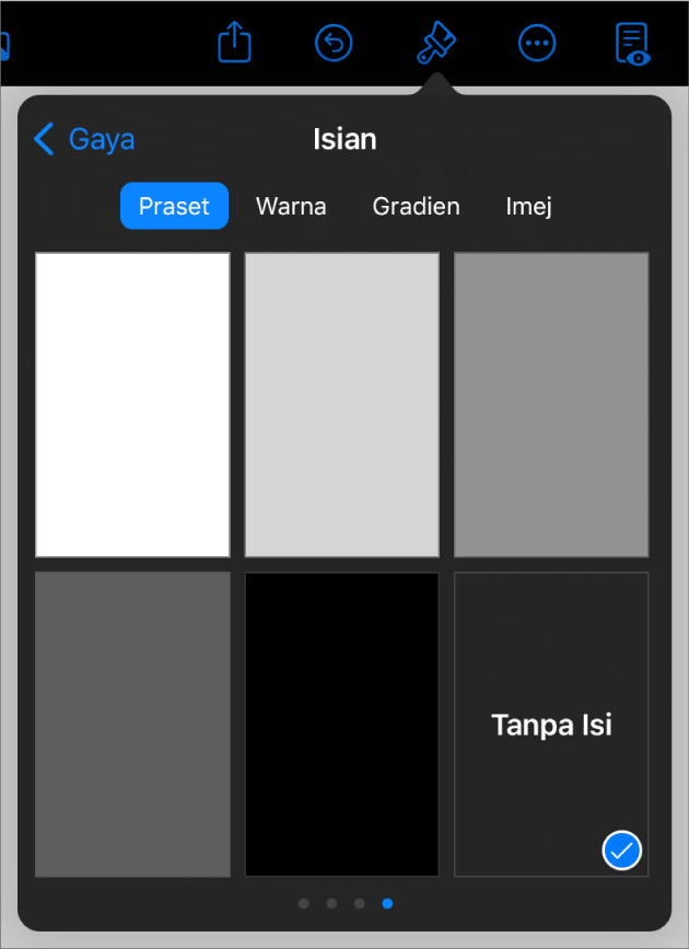 Kawalan Isian dengan Tanpa Isian dipilih.