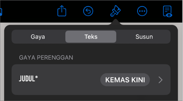 Gaya perenggan dengan asterisk di sebelahnya dan butang Kemas Kini di sebelah kanan.