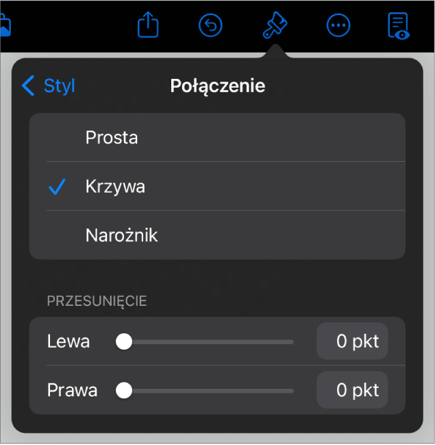 Narzędzia Połączenie z zaznaczonym narzędziem Krzywa.