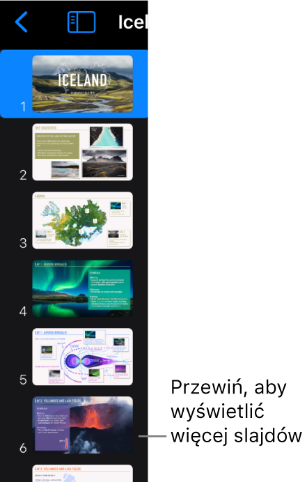 Nawigator slajdów.