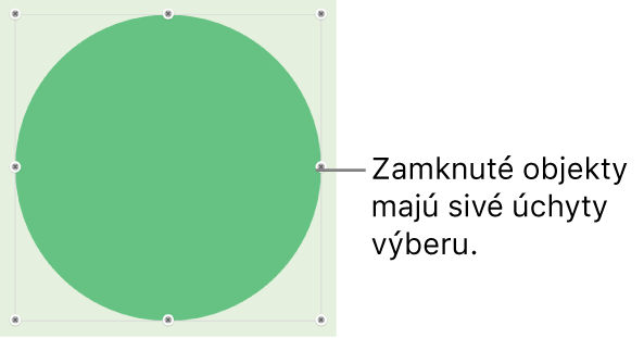 Zamknutý objekt s neaktívnymi úchytmi výberu.