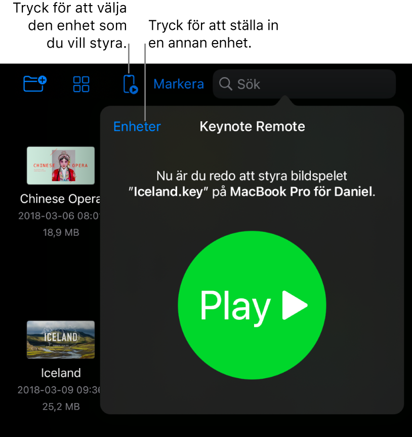 Popovern Hantera enheter som visar länken Lägg till en enhet.