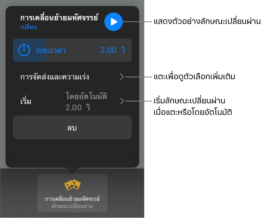 ตัวควบคุมการเคลื่อนย้ายมหัศจรรย์ในบานหน้าต่างลักษณะเปลี่ยนผ่าน
