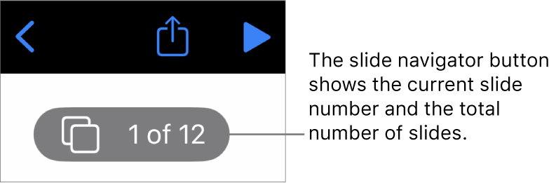 The slide navigator button showing the current slide number and the total number of slides in the presentation.