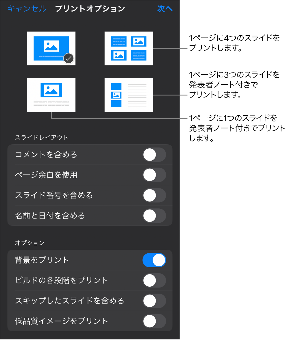 プリントレイアウトオプション。