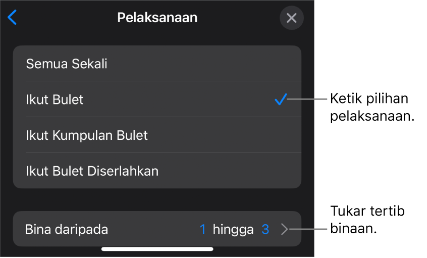 Pilihan Pelaksanaan dalam anak tetingkap Binaan Dalam.