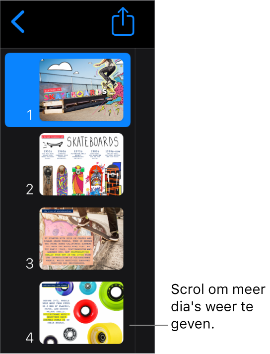 Het dianavigatiepaneel.