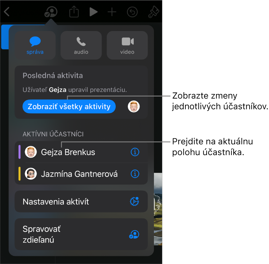 Menu spolupráce s uvedenými aktuálnymi účastníkmi.