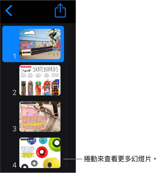 幻燈片導覽器。