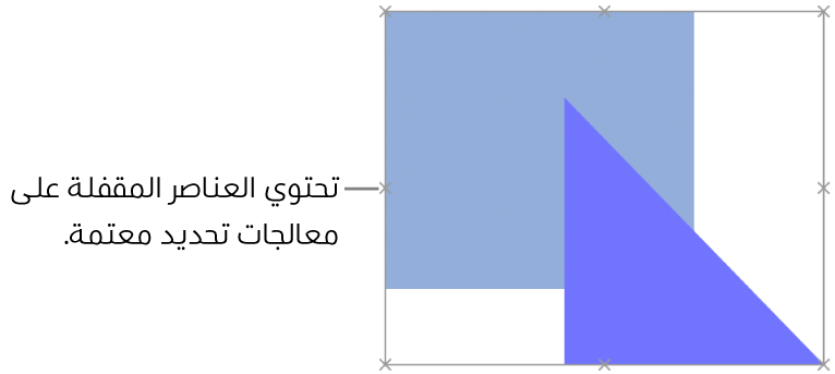 كائنات مقفلة مع مقابض تحديد باهتة.