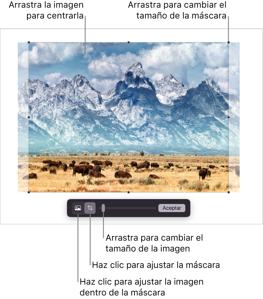 Los controles de máscara sobre una foto.