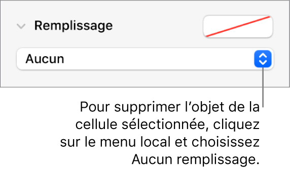 Commande permettant de supprimer un objet de la cellule sélectionnée.