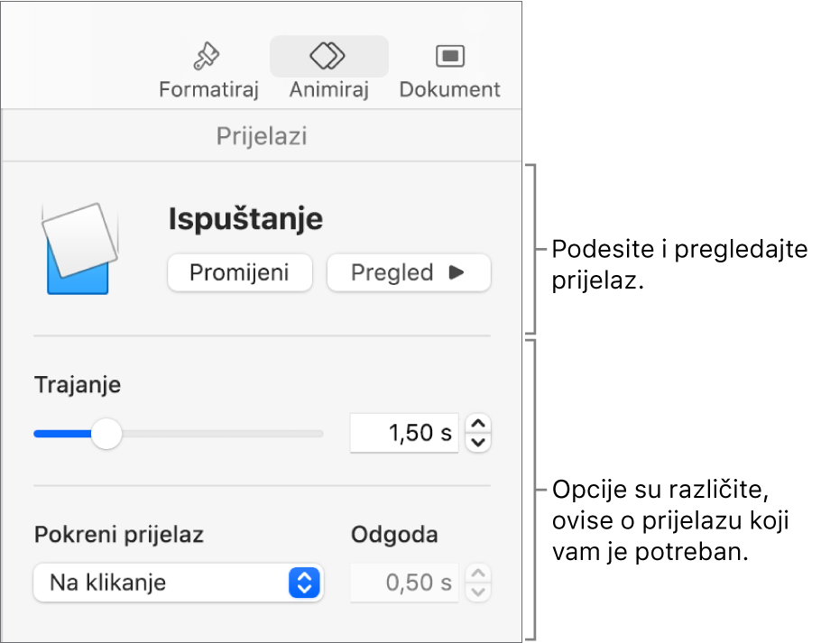 Kontrole prijelaza u odjeljku Prijelazi rubnog stupca.